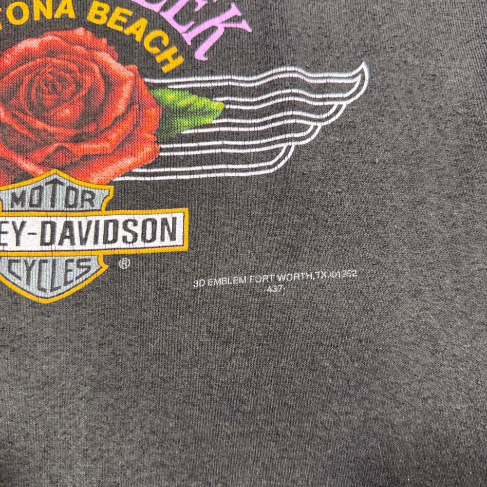 Harley Davidson 3D Emblem black tank top with lace trim - Picture 3 of 5